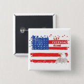 Badge Carré 5 Cm LetFreedomRing-frontière (Devant & derrière)