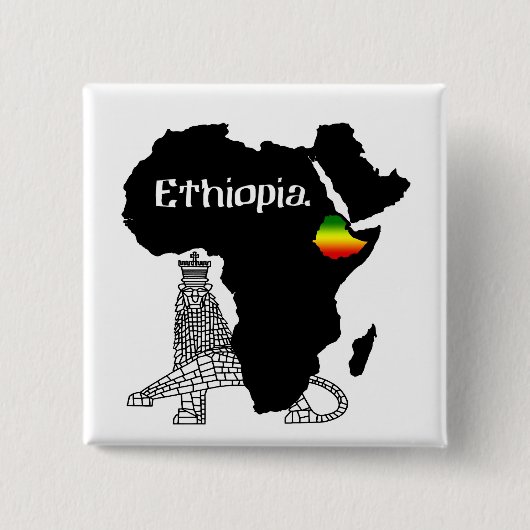 Badge Carré 5 Cm L'ETHIOPIE/LION de JUDAH (Devant)