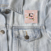 Badge Carré 5 Cm Letter E Button (En situation)