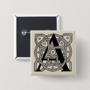 Badge Carré 5 Cm Lettre A Monogramme Impression de nœud celtique vi