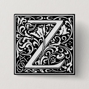 Badge Carré 5 Cm Lettre alphabet de style Renaissance Z - Pinceau