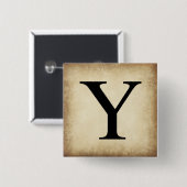 Badge Carré 5 Cm LETTRE Alphabet Grec Upsilon (Devant & derrière)