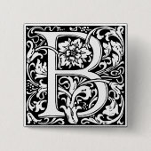 Badge Carré 5 Cm Lettre B Monogramme médiéval Art Nouveau (Devant)