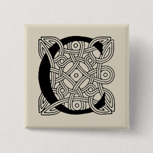 Badge Carré 5 Cm Lettre C Vintage Monogramme de noeud celtique