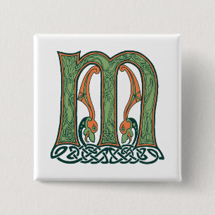 Badge Carré 5 Cm LETTRE Céleste M, Design irlandais