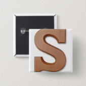 Badge Carré 5 Cm Lettre de chocolat s (Devant & derrière)
