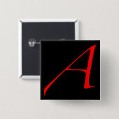 Badge Carré 5 Cm Lettre d'écarlate A (pour l'athée) (Devant & derrière)