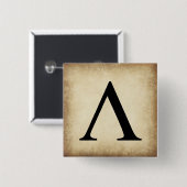 BADGE CARRÉ 5 CM LETTRE GRECQUE ALPHABÈTE LABDA (Devant & derrière)