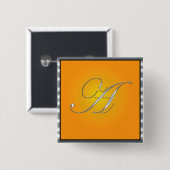 BADGE CARRÉ 5 CM LETTRE INITIALE EN ARGENT A (Devant & derrière)