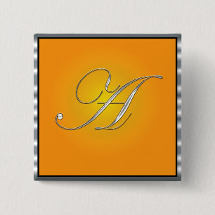 BADGE CARRÉ 5 CM LETTRE INITIALE EN ARGENT A