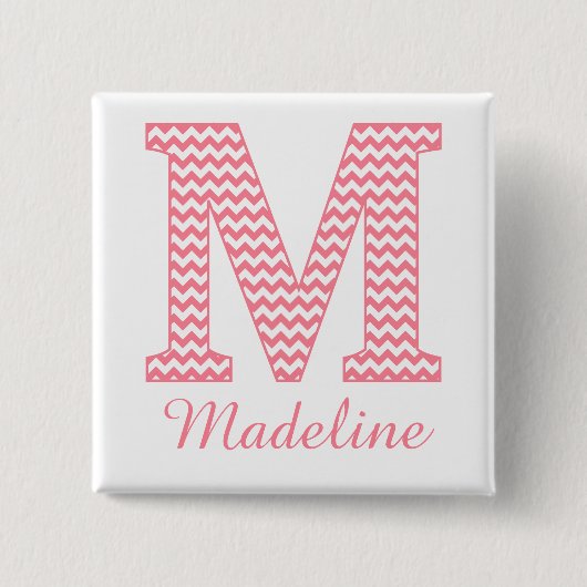 BADGE CARRÉ 5 CM LETTRE MOYENNE M MONO PECTRON PLEIN PLAN (Devant)