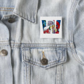 BADGE CARRÉ 5 CM LETTRE NOËL W / PÈRE NOËL AVEC MONOGRAMME VIOLON (En situation)