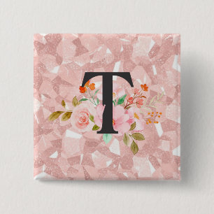 Badge Carré 5 Cm Lettre T