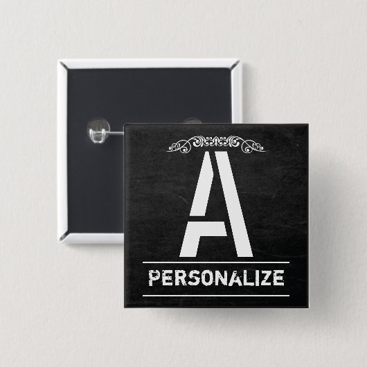 Badge Carré 5 Cm Lettres Monogrammes de tableau de bord (Devant & derrière)