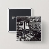 Badge Carré 5 Cm L'étude de Charles Darwin à vers le bas logent, (Devant & derrière)