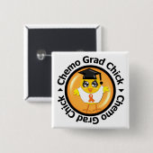 Badge Carré 5 Cm Leucémie Chemo Grad Chick (Devant & derrière)