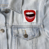 Badge Carré 5 Cm Lèvres de poussin de roche (En situation)