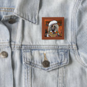 Badge Carré 5 Cm Lévrier Afghan (En situation)