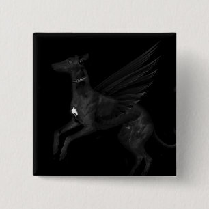 Badge Carré 5 Cm Lévrier noir d'ange
