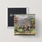 Badge Carré 5 Cm L'expérience de Franklin dans l'électricité (Devant & derrière)