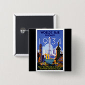 Badge Carré 5 Cm L'Exposition universelle 1934 de Chicago (Devant & derrière)