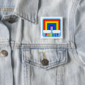 Badge Carré 5 Cm LGBT+ Fierté de pixel (En situation)