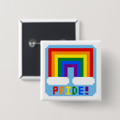 Badge Carré 5 Cm LGBT+ Fierté de pixel (Devant & derrière)
