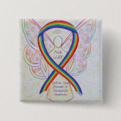 Badge Carré 5 Cm LGBT Fierté Sensibilisation Angel Ribbon Custom Pi (Devant)