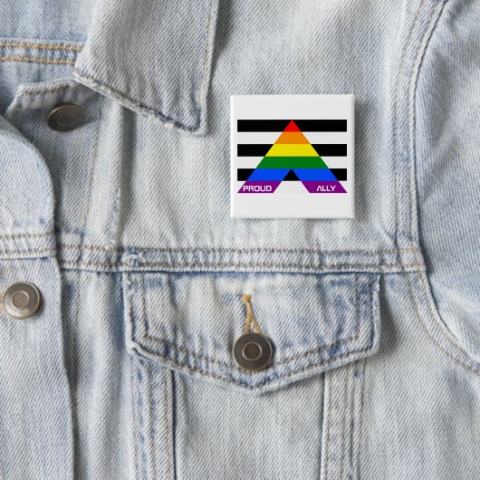 Badge Carré 5 Cm LGBT Pride Rainbow Fière Ally (En situation)