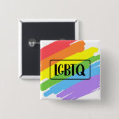 Badge Carré 5 Cm LGBTQ Brushstrokies arc-en-ciel (Devant & derrière)