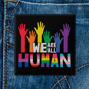 Badge Carré 5 Cm LGBTQ fierté Nous sommes tous des mains arc-en-cie