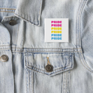 Badge Carré 5 Cm LGBTQ Pansexual Pride texte répété personnalisable