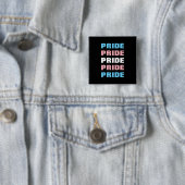 Badge Carré 5 Cm LGBTQ Transgender Pride Customizable Repeated Text (En situation)
