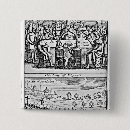 Badge Carré 5 Cm L'histoire de la Guerre Sainte : (Devant)