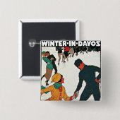 Badge Carré 5 Cm L'hiver à Davos (Devant & derrière)