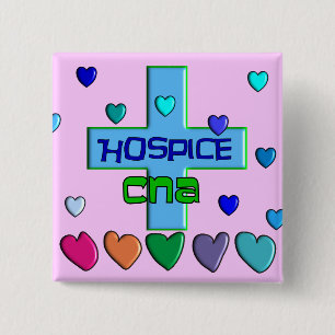 Badge Carré 5 Cm L'hospice PEUT conception multi de coeurs
