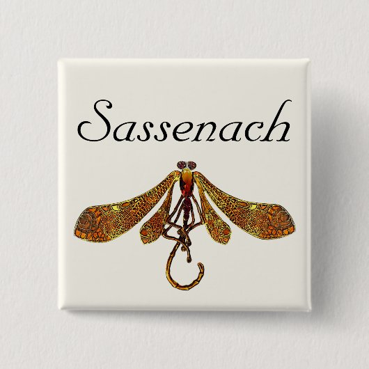 Badge Carré 5 Cm Libellule de Sassenach (Devant)