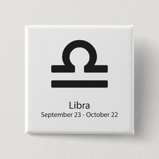 Badge Carré 5 Cm Libra signe zodiaque 23 septembre - 22 octobre (Devant)