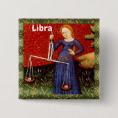 Badge Carré 5 Cm Libra Zodiac Signal Échelles Anniversaire (Devant)