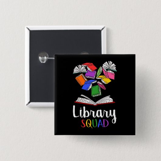 Badge Carré 5 Cm Library Squad I (Devant & derrière)