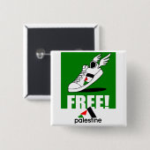 Badge Carré 5 Cm Libre ! La Palestine (Devant & derrière)
