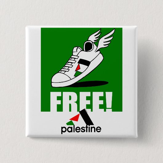 Badge Carré 5 Cm Libre ! La Palestine (Devant)