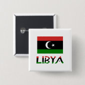 Badge Carré 5 Cm Libye et drapeau libyen (Devant & derrière)