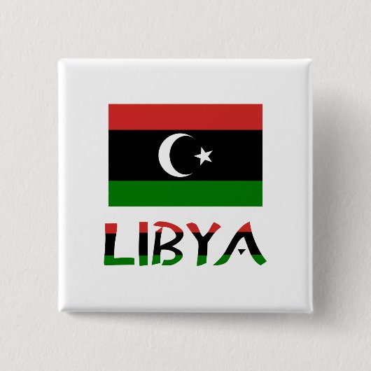 Badge Carré 5 Cm Libye et drapeau libyen (Devant)