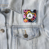 Badge Carré 5 Cm Licorice Allsports Lover Monogramme initial Amusem (En situation)