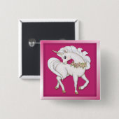 Badge Carré 5 Cm licorne blanche (Devant & derrière)