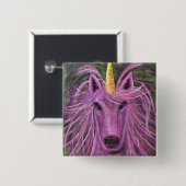 Badge Carré 5 Cm Licorne rose géniale (Devant & derrière)