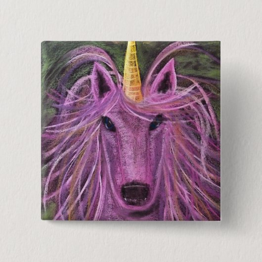 Badge Carré 5 Cm Licorne rose géniale (Devant)