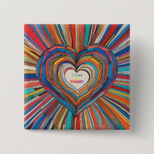 Badge Carré 5 Cm Lié par Coeur