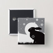 BADGE CARRÉ 5 CM LIÈVRES DE NEIGE (Devant & derrière)